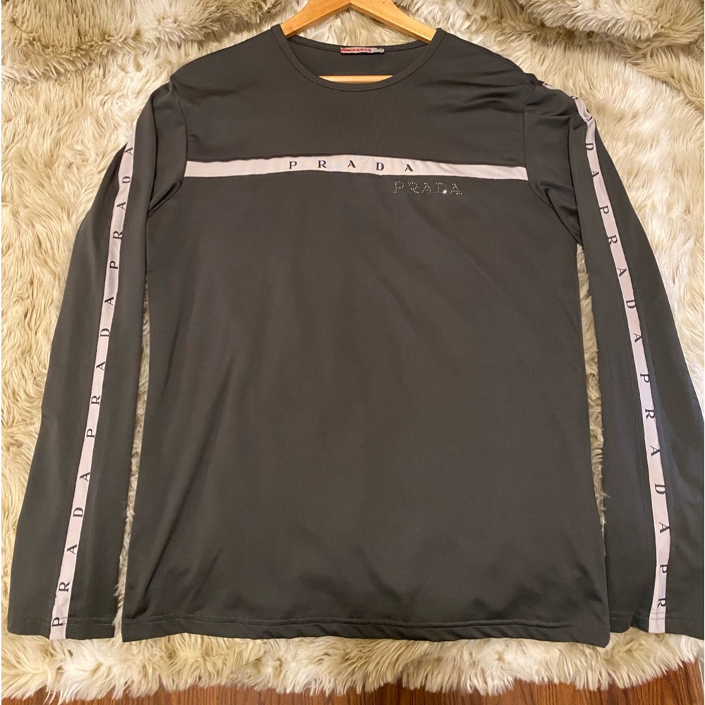 PRADA Stunning/Rare Men’s logo print LS shirt